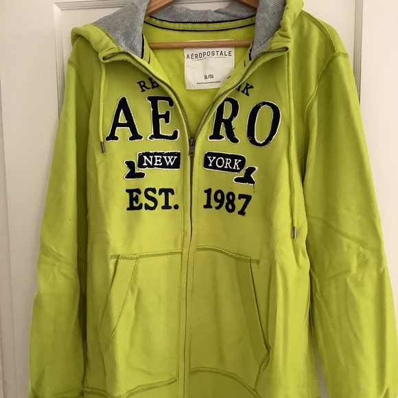 Brand new Aeropostale zip up hoodie Lime green xl - Picture 1 of 3